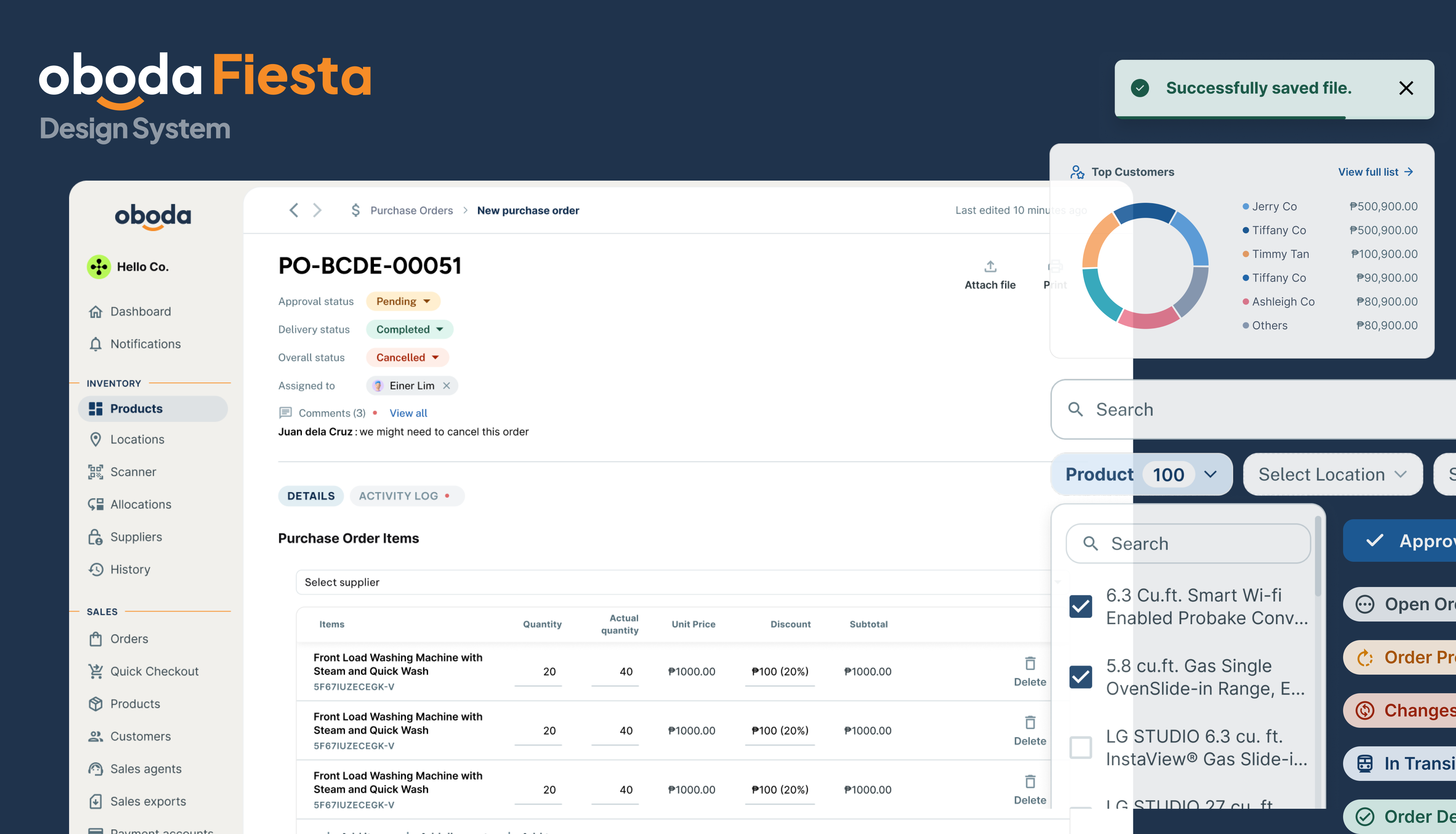 Oboda Fiesta design system interface
